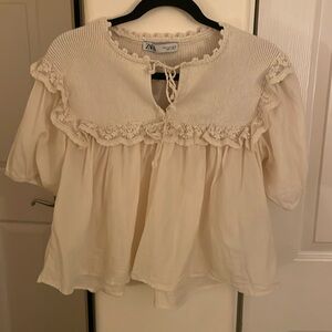 ZARA COMBINATION KNIT TIED TOP